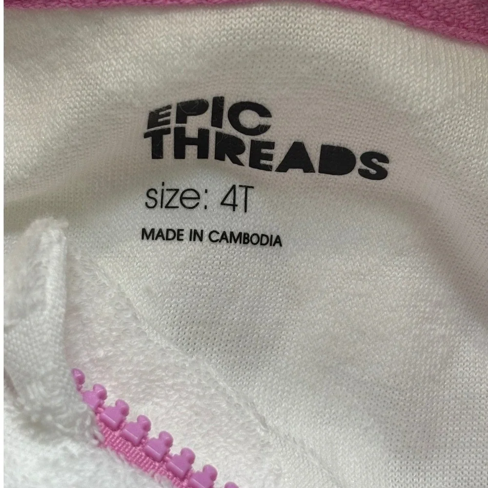 Epic Threads Girls White Floral Terry Cloth‎ Hooded Swim Cover Up Quarter Zip 4T